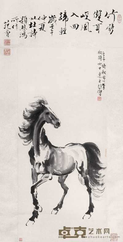 徐悲鸿 1942年作 立马图 立轴 76×34.5cm
